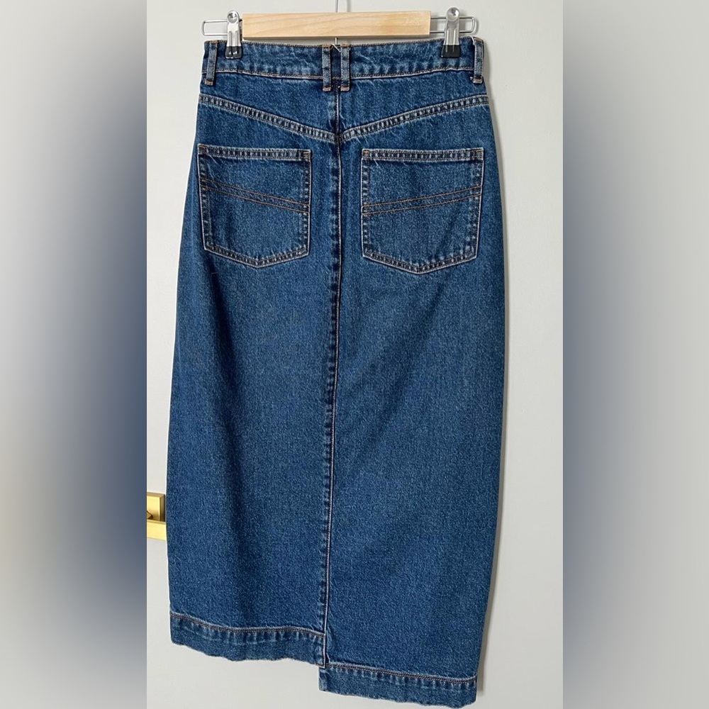 Collusion Classic Blue Denim Midi Asymmetrical Skirt size US 4 - Picture 3 of 6